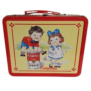 Vintage 1998 Campbells Soup Kids Red Blue and Cream Lunchbox (no thermos) 7.75x6